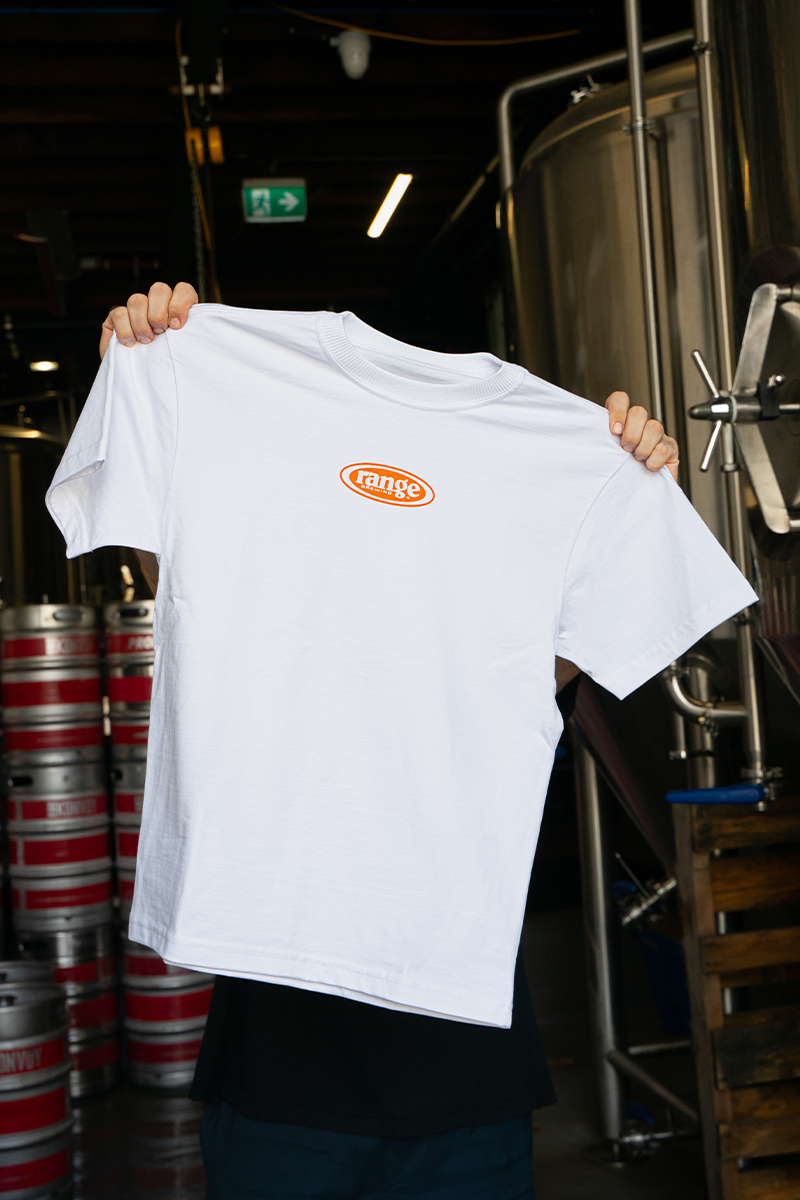 Range Oval Logo Tee - White/Orange